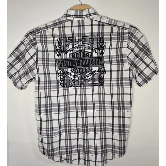 Harley Davidson Mens Size L Embroidered Short Sleeve Button Down Shirt‎ - Picture 3 of 12